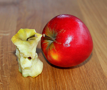 Apple, gegessenen Apfel, Äpfel, Obst, Gesundheit, Essen, Früchte