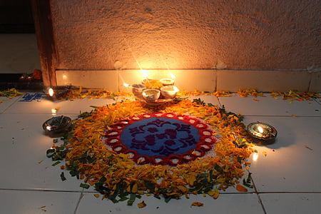 Diwali, rangoli, tradīcija, Indijas, Indija, festivāls, hinduisms