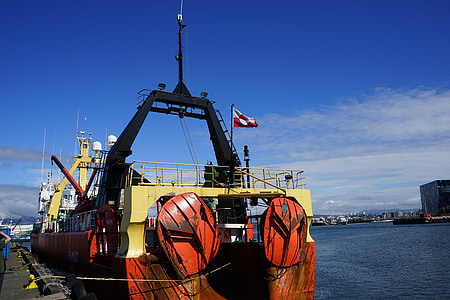 valfångstfartyg, hamn, Island, Reykjavik, Boot
