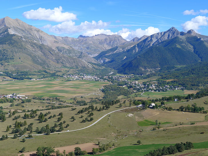 landskap, naturen, Mountain, dalen, byn, Alperna, Hautes alpes