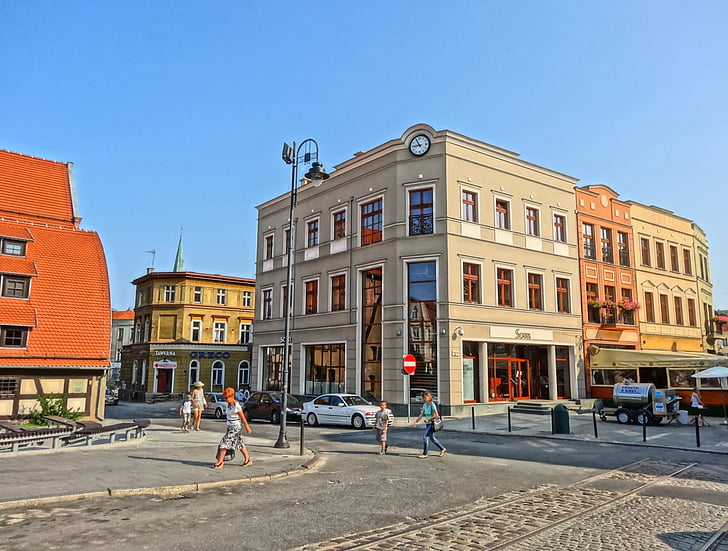 rue Mostowa, Bydgoszcz, Pologne, bâtiment, place, ville, rue