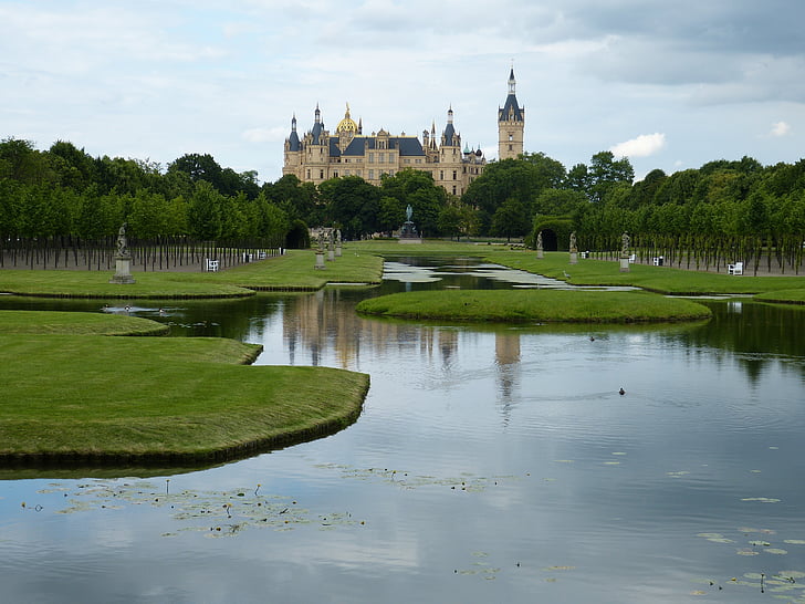 Schwerin, Castello, Meclemburgo, Mecklenburg Vorpommern, capitale dello stato, storicamente, giardino