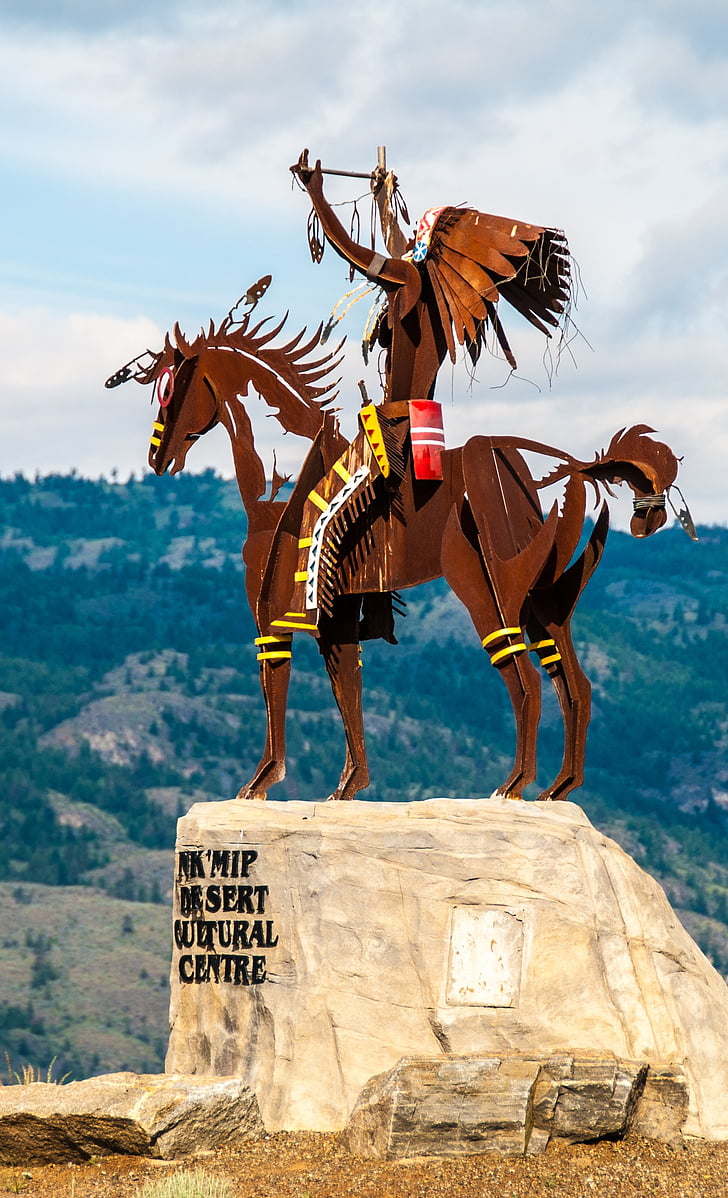 statue de, Indiens, nature, cheval, Canada