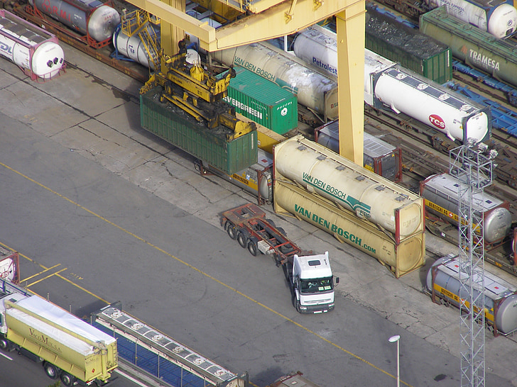 container, container kran, sprederen, kuvert, lastbil, transport, håndtering af varer