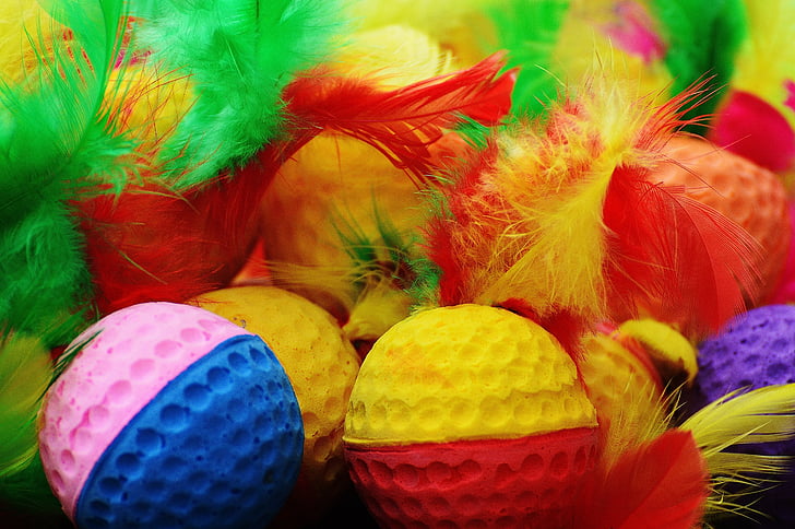 Піна кульками, перо, барвистий, іграшки, кішка, грати, кулі