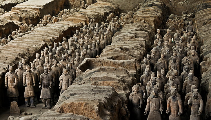 Terracotta army, Kina, Xi'an, soldat, statuen, gravlagt, historie