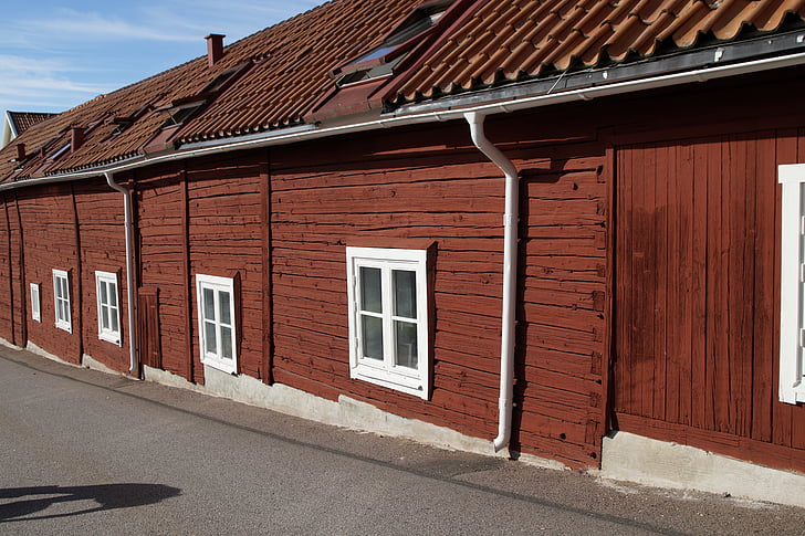 fasada, domov, živeti, Švedska, grenna, stavbe, nizko