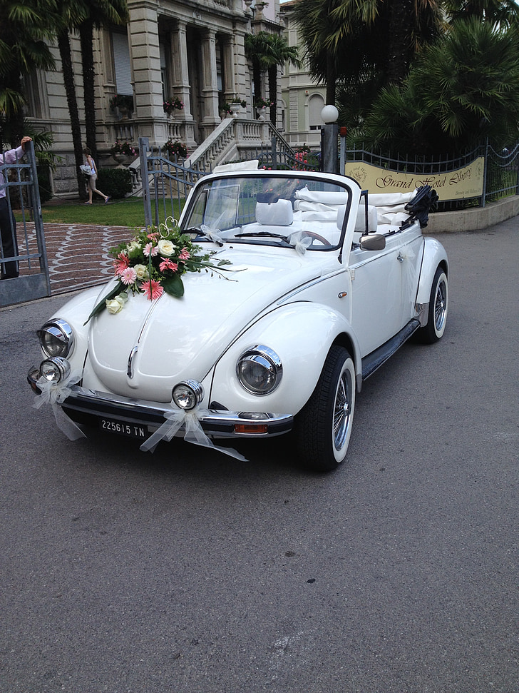 thuở xưa, VW beetle, xe, ô tô, đám cưới, trắng, tự động