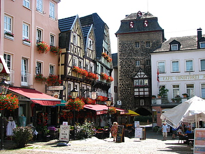 Lincas, santvaros, miesto vartai, fachwerkhaus, Linz am rhein, miesto peizažas, bokštas