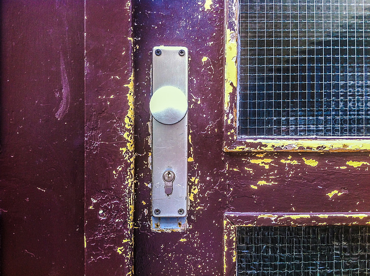 вратата, Апертура, ключ, замък, близо до, сигурност, брави за