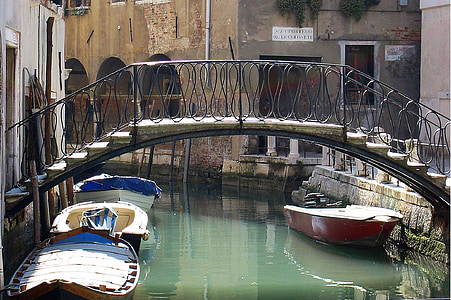 Venise, pont, Italie, canal, bateaux