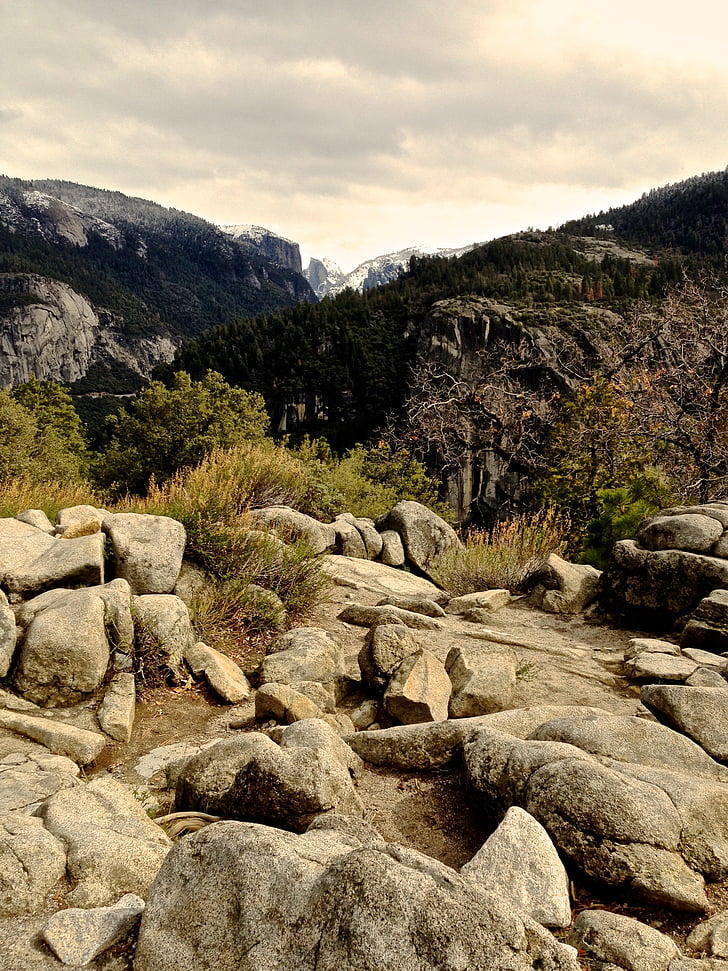 Half dome, Yosemite, hegyek, táj, vadonban, táj, természetes