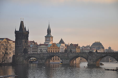 Čekų, Miestas, jūra, tiltas, pastatas, Praha, upės