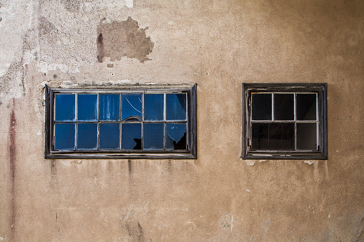 σπασμένα παράθυρα, εγκαταλελειμμένο εργοστάσιο, άδειο, εγκαταλειφθεί, σπασμένα, εργοστάσιο, παλιά