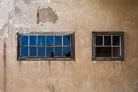 skaldytų langai, apleistas fabrikas, tuščias, atsisakyta, skaldyti, gamykla, senas