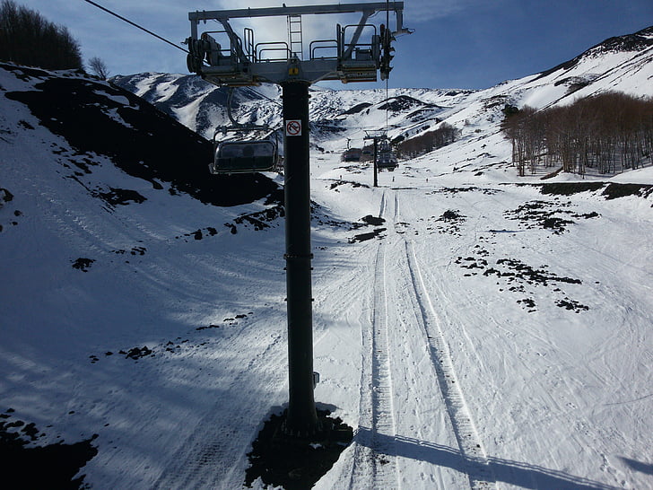 snow, sci, chairlift, skiing, winter, winter landscape, italy