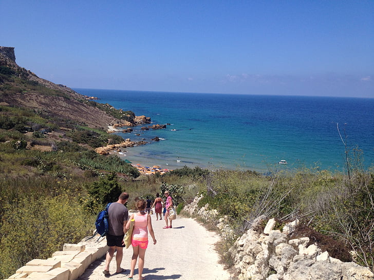 óceán, elérési út, napos, mediterrán, Gozo, Málta, tengerpart