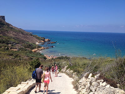 océan, chemin d’accès, ensoleillée, méditerranéenne, Gozo, Malte, Côte