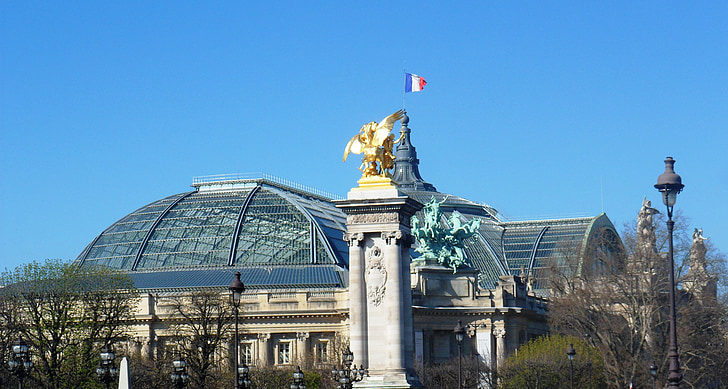 París, Gran Palau, Monument, França, cel, arquitectura, patrimoinepont Alexandre iii