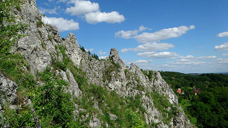 Rocks, kalkstenar, vandring, landskap, naturen, Polen, turism