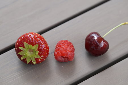 과일, 여름, 딸기, 과일, 체리, 레드, 베리 레드