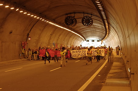 тунел, март, улица, хора, Открит, градски, площад