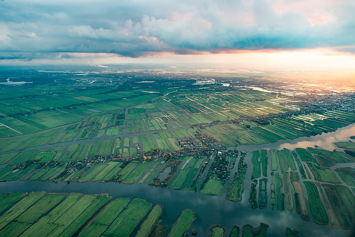 Aerial, Pays-Bas, l’Europe, Néerlandais, De, avion, paysage