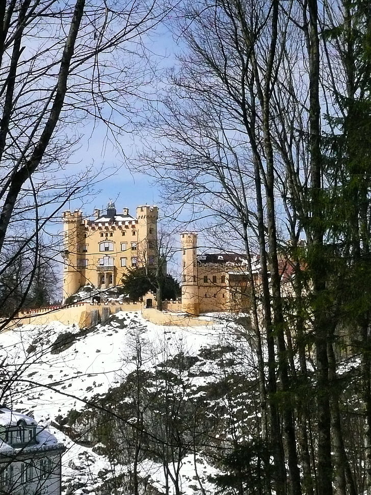 Hohenschwangau, Rock, slott, platser av intresse, Bayern, Füssen, tornet