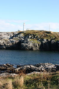 maják, Port aux basques, Newfoundland, kameny, oceán, Příroda
