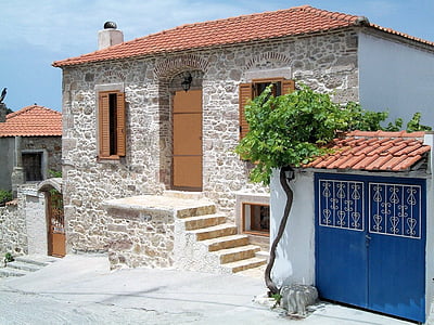 Yunani, Lesbos, batu, rumah, tradisi, Pulau