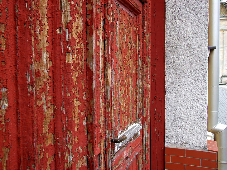 赤, ドア, 古い