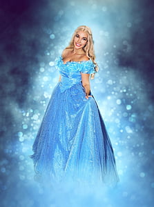 Disney, Prinses, blauwe jurk, fotografie, vrij, meisje, vrouwen