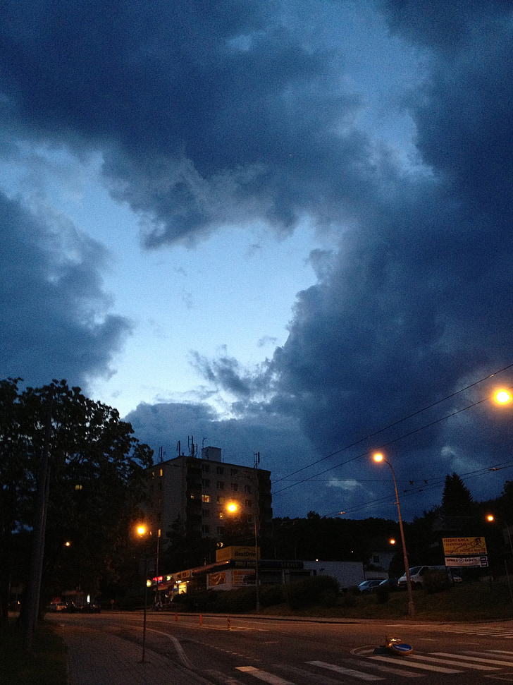 Brno, República Txeca, cel, fora, tempesta, núvols