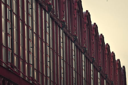building, architecture, facade, red, windows, antwerp, central station