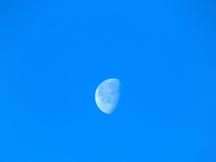 blue, sky, moon, nature, weather, day, climate