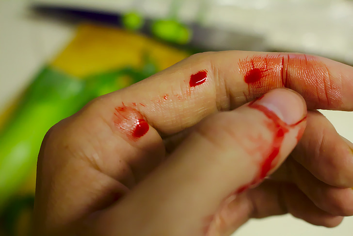 accident, bleed, bleeding, bleeding finger, blood, chopping, chopping board