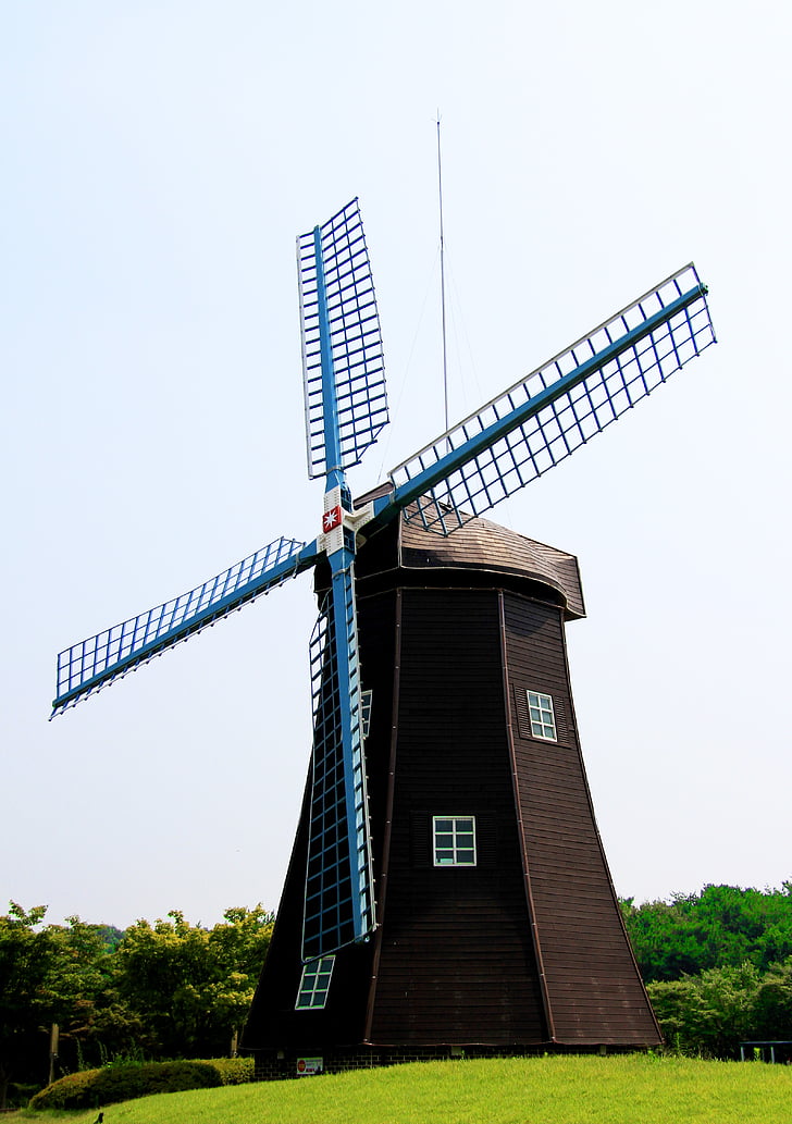 vėjo malūnas, Olandijoje, energijos, šalies, derlius, peizažas, žalia