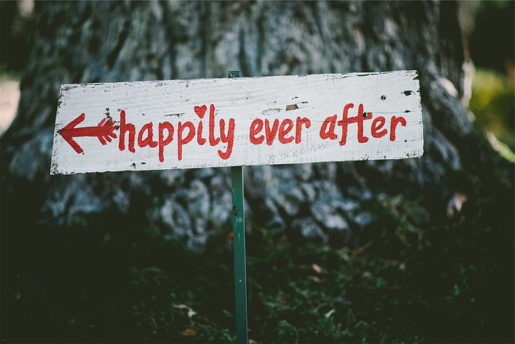 lykkeligt, nogensinde, Road, skiltning, gift, ægteskab, Kærlighed