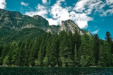 гора, езеро, пейзаж, планински, природата, живописна, дървета