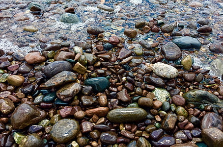 rocks, water, beach, maine