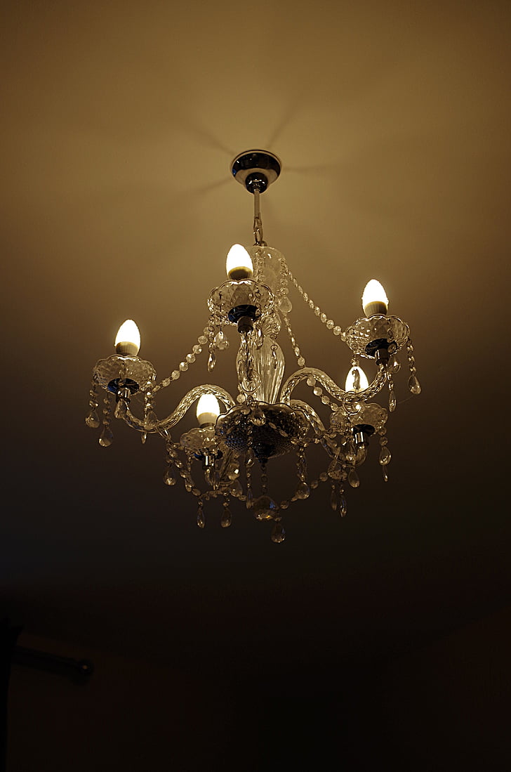 chandelier, light, lighting, lamp, crystal glass, bulbs, gloss