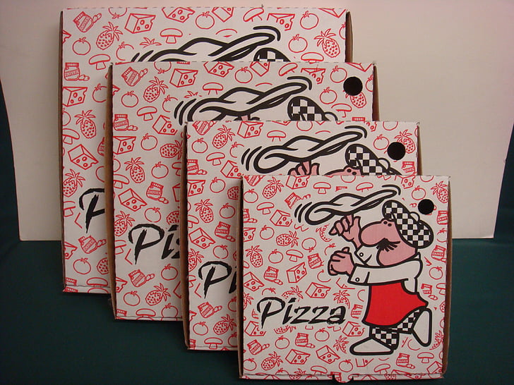 caixes, corrugat, caixes de pizzes, pizzes, pizzes-caixes, envasat d'aliments, cartró