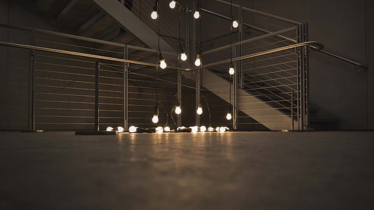 illuminated, light bulbs, lights, stairs, string lights, lighting equipment, built structure