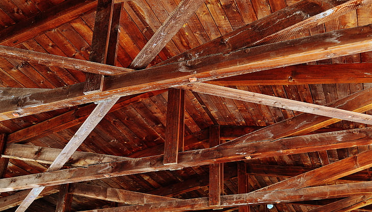 天井構造, 木材, 毛布, 屋根工事, 建設, バー, 屋根