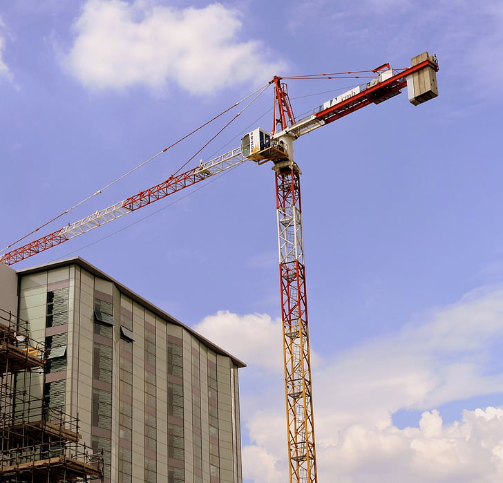 Crane, construction, travail, échafaudage, bâtiment, hauteur, Sky