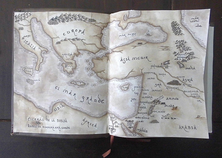 karte, vīnogu novākšanas, seno karte, vecais, Eiropa, Āzija, grāmatas