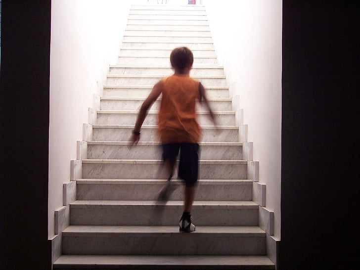stepenice, stubište, utrka, tip koji vodi, uspon, korake, hodanje