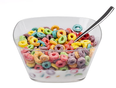 food, eat, diet, froot loops, cereal, bowl, white background