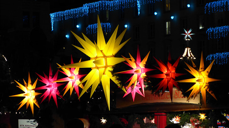 llegada, luz, diciembre, Estado de ánimo, Navidad, mercado de Navidad, Dresden