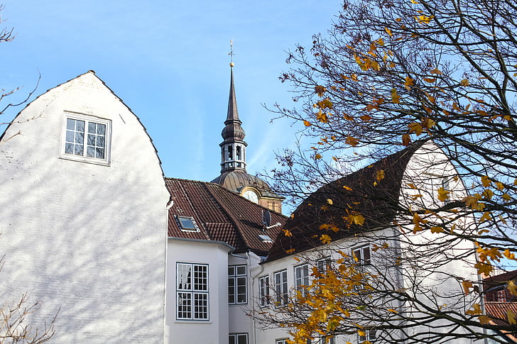 Flensburgas, St johannis, bažnyčia, Architektūra, pastatas, senas, barelį stogo